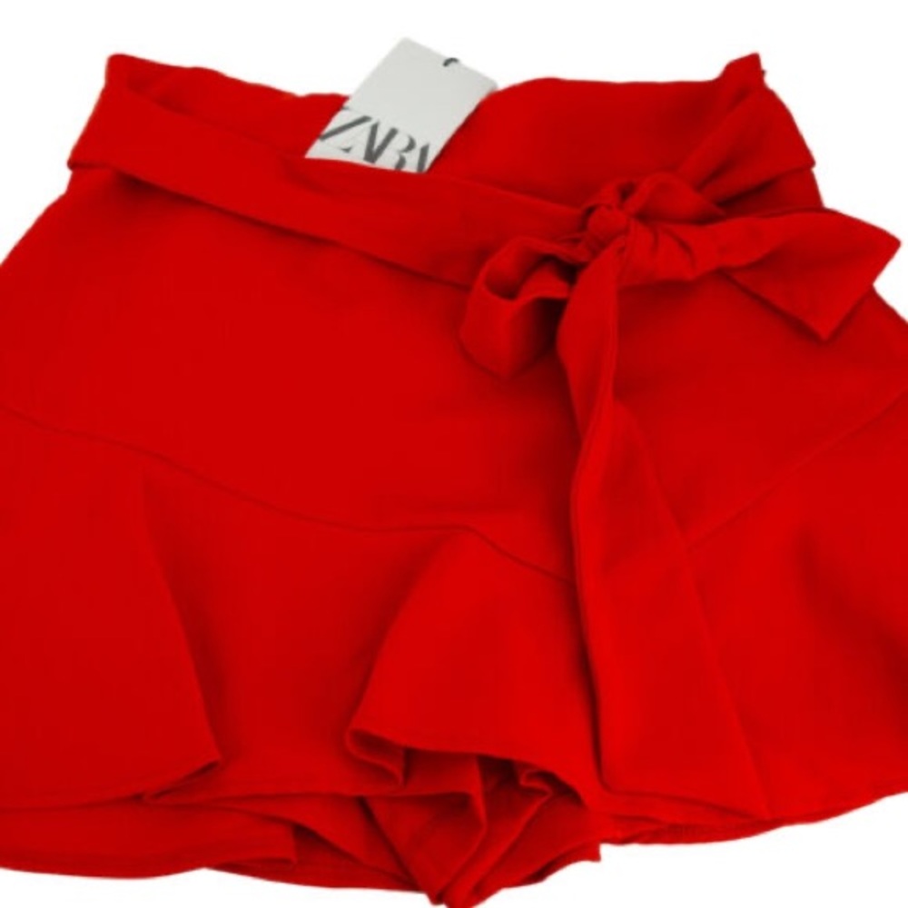 Zara Red Orange Ruffle Skirt